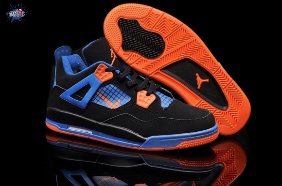 Meilleures Air Jordan 4 Bleu Noir Orange Enfant
